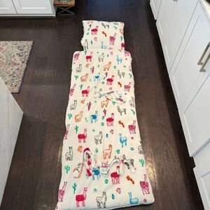 Fleece Llama Portable Sleeping Bag With Attached Pillow Multicolor